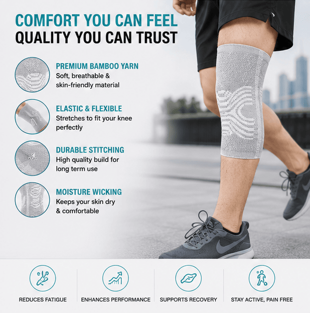 Premium Bamboo Yarn Knee Compression Sleeve