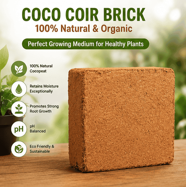 Coco Coir Brick, Buffered Cocopeat 100 Gm Each Piece ( Pack Of 3 )