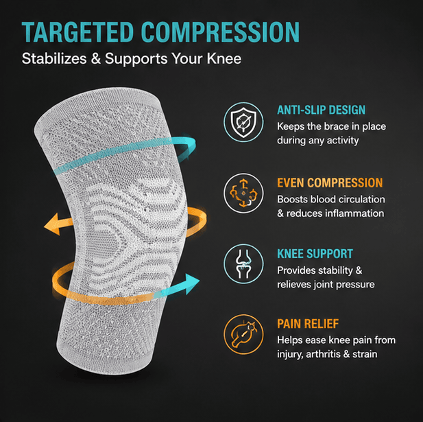 Premium Bamboo Yarn Knee Compression Sleeve