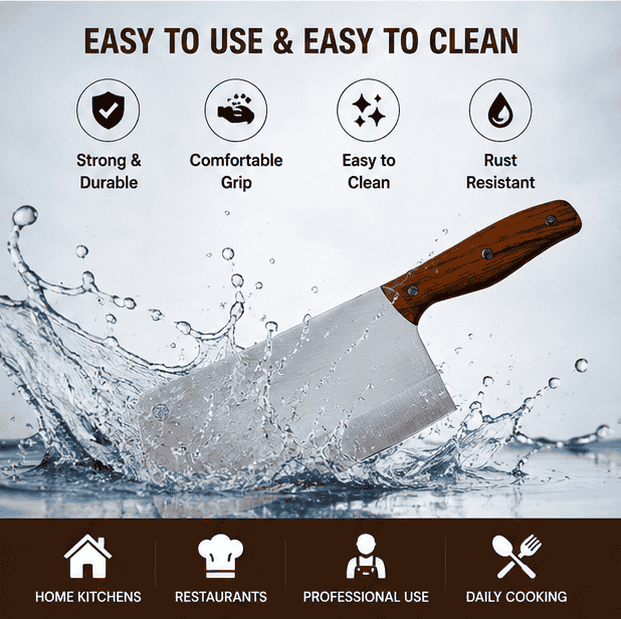 Silver Toned & Brown Stainless Steel Kitchen Knife